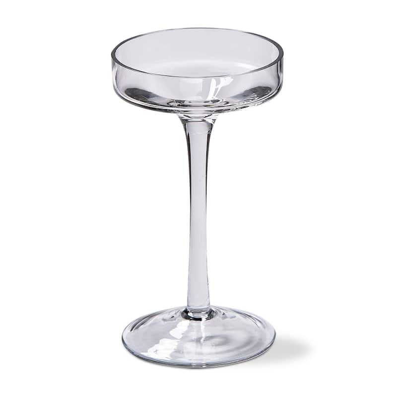 Paloma Pulled Clear Glass Stem Pillar Candle Holder Small, 3.5L x 3.5W x 6.3H inches
