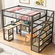 preview thumbnail 4 of 12, Full Metal Loft bed with Staircase, Built-in Desk and Shelves, Black