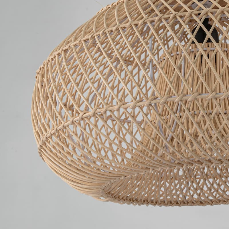 Huka Wabi-Sabi Contemporary Rattan Pendant Light Rustic Boho Interior Decor Light - 17.7