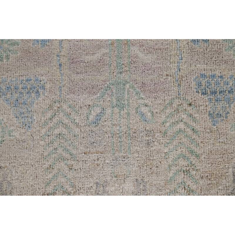 Hand Knotted Oriental 100% Wool Carpet Transitional Geometric Beige & Ivories Oushak Area Rug - 4' 11'' X 3' 10''