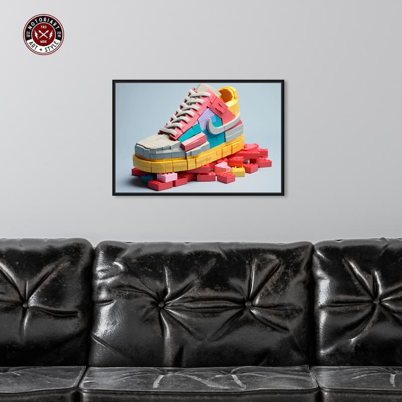 Notoriart Toy Sneaker Pastel Framed Sneaker 1 Piece Canvas Wall Art