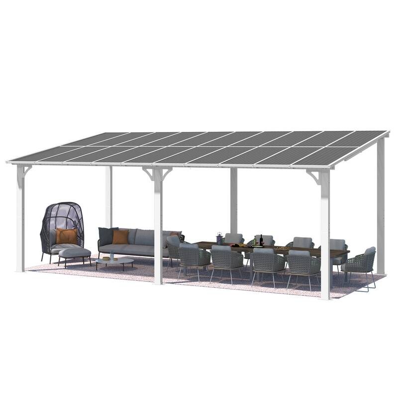 10X20Ft Outdoor Pergola Gazebo, Wall Mounted Lean to Awning Gazebo