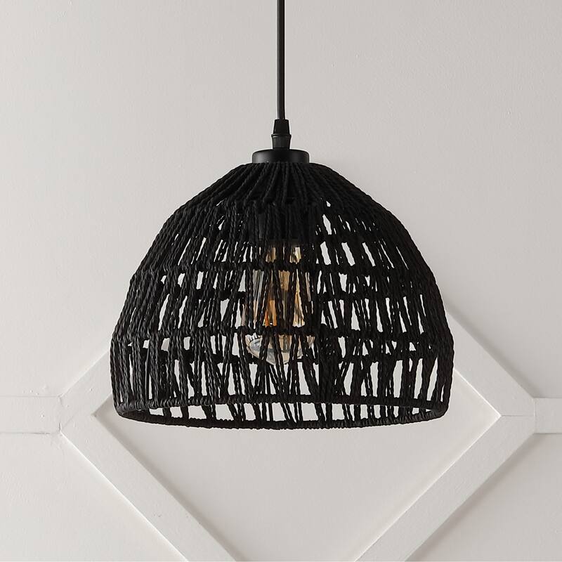 Jigu 1-Light Woven Rattan/Iron LED Pendant, by JONATHAN Y