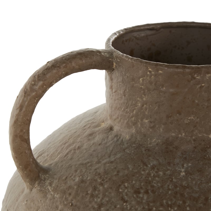 Metal Antique Inspired Decorative Vase with Handles - Brown - Roche River Decor