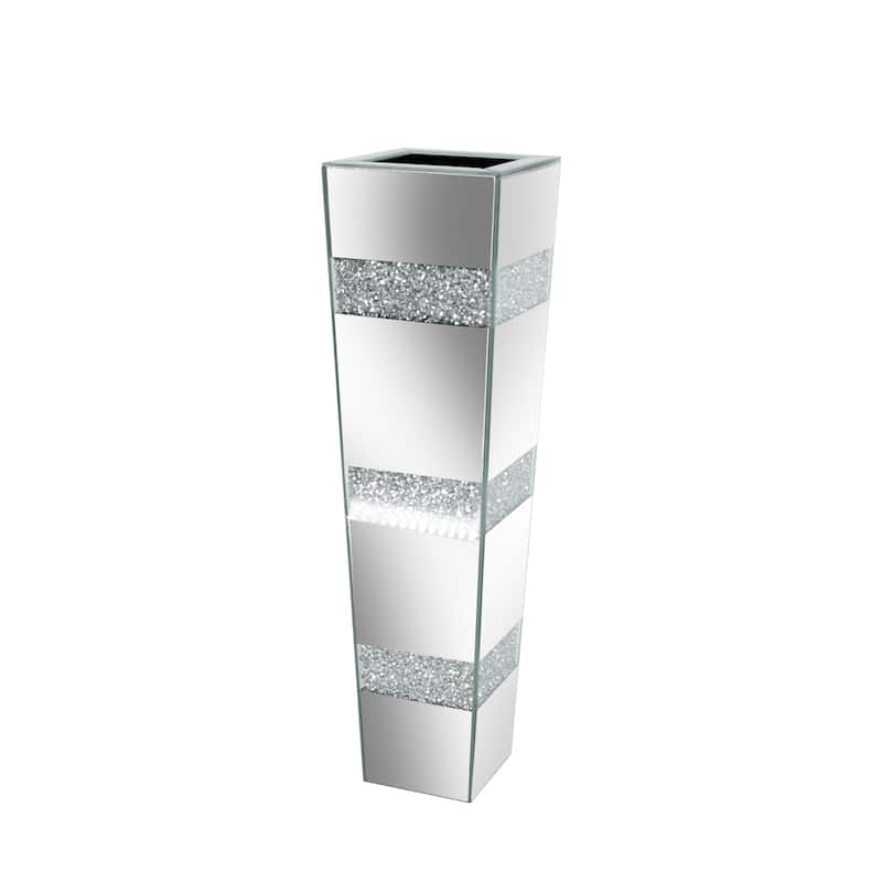12" 28" Crushed Diamond Mirrored Glass Flower Vase Crystal Floor or Table Vase