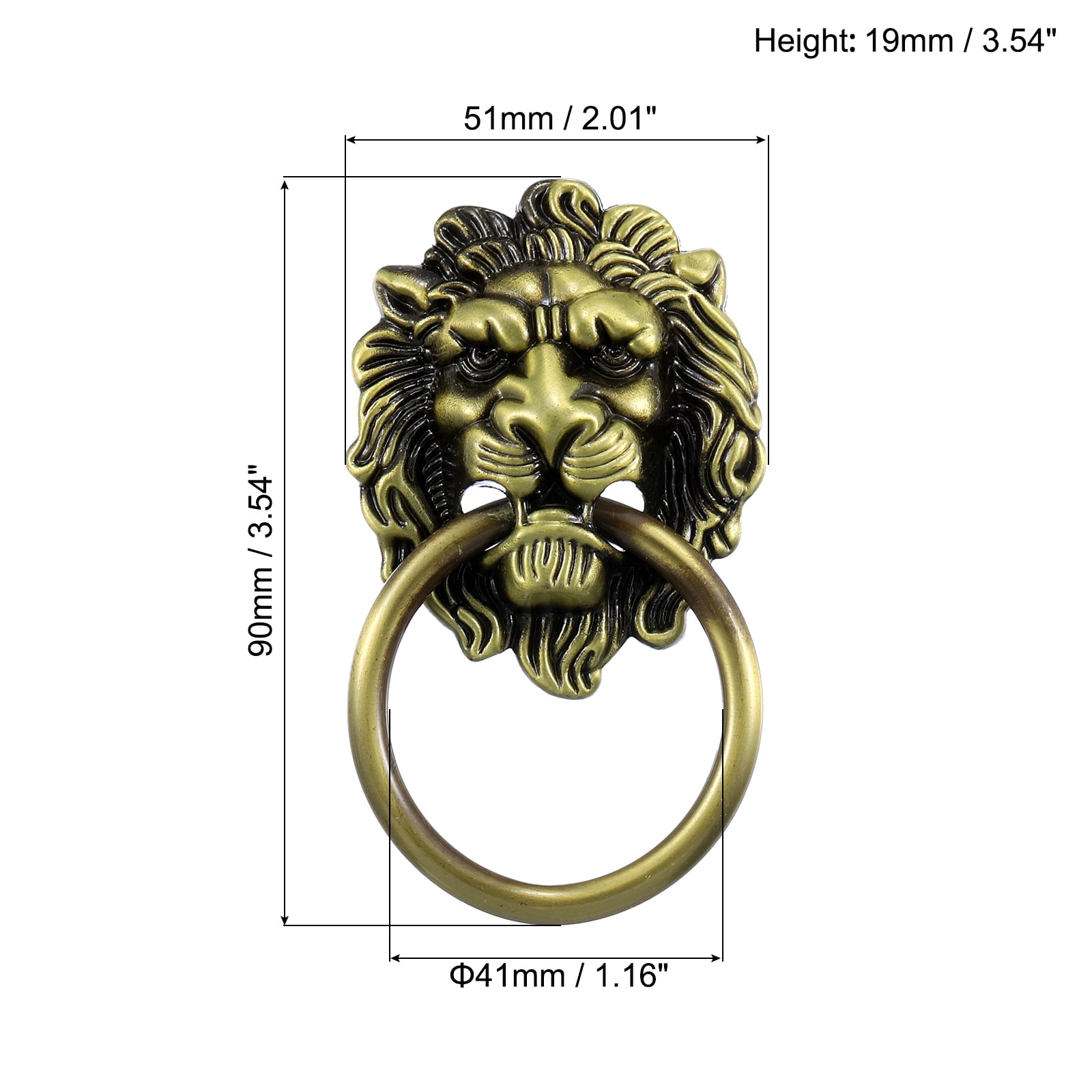 Lion Head Pulls Knob, Zinc Alloy Vintage Lion Door Handle Decorative Front Door Knob Ring Pull Handle for Cabinets Drawers