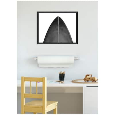 Kate and Laurel Sylvie Abstract Minimalist Coastal Black Surfboard Framed Canvas by Saint and Sailor Studios