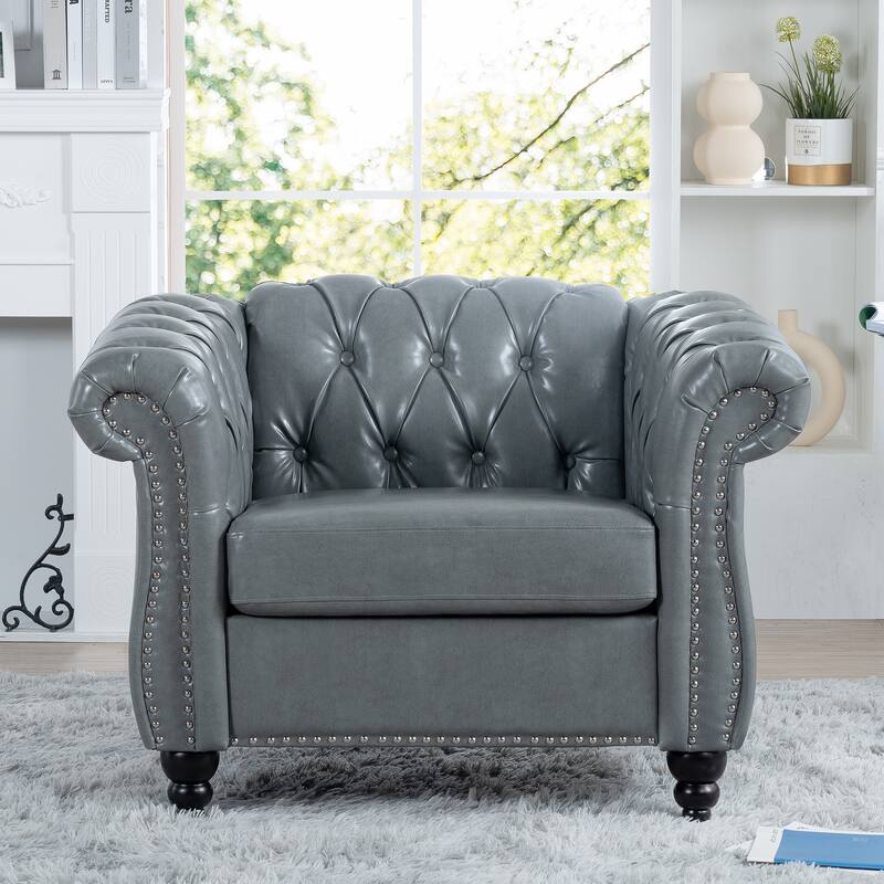 HCHAIRH Tufted Rolled Arm Seater Sofa Chair For Living Room