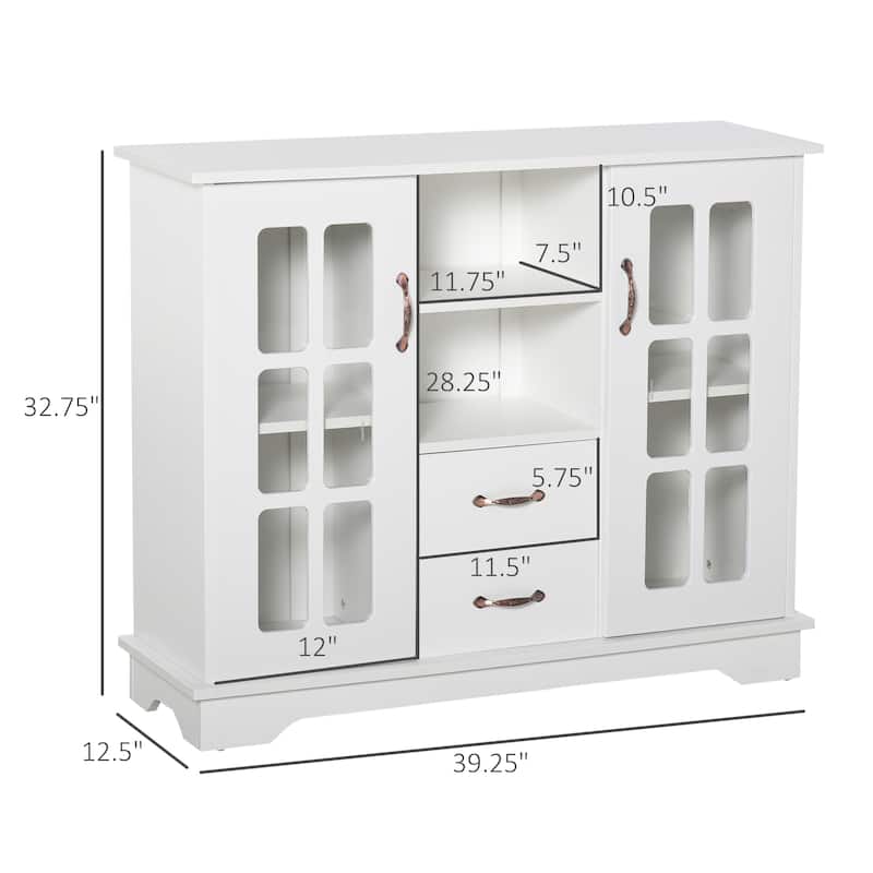 HOMCOM Modern Sideboard Storage Console Cabinet with Glass Door and Drawer for Kitchen, Living & Dining Room