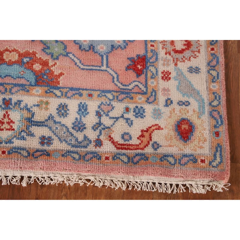 Floral Oushak Oriental Area Rug Hand-Knotted Wool Carpet - 4'0"x 5'9"