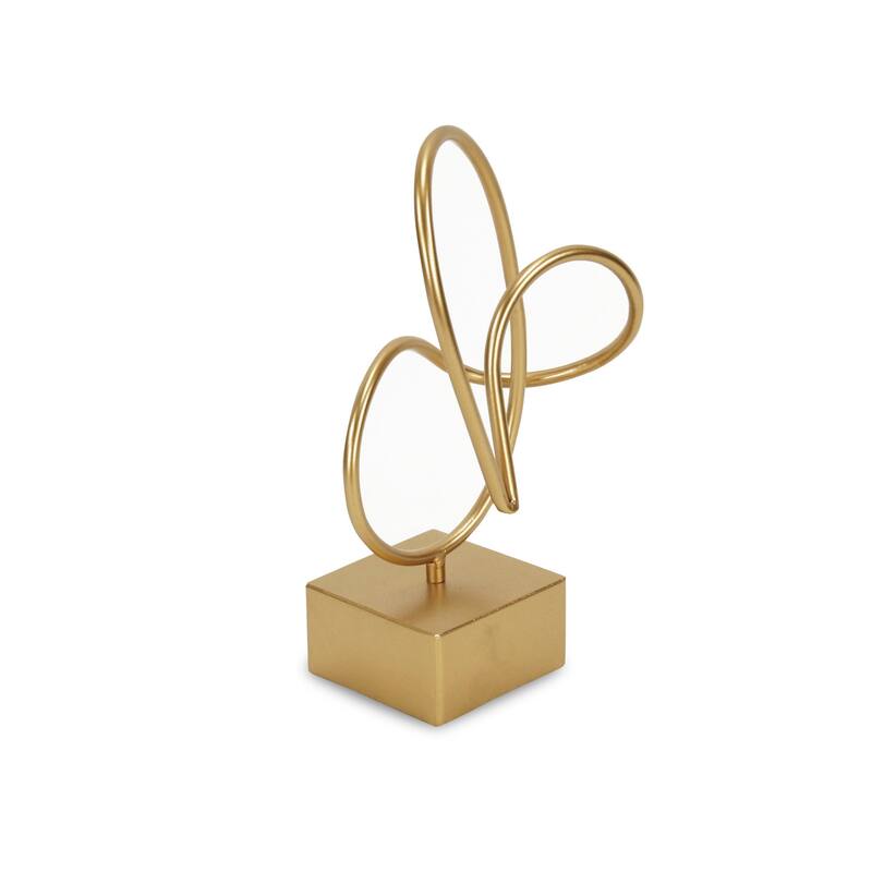 HomeRoots 12" Gold Metal Hand Painted Sculpture - 6.5' X '11.75' X '4.75