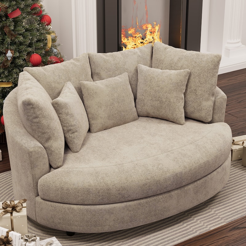 70.1"W Modern Chenille Loveseat with 7 Cushions,Oversized Accent chair