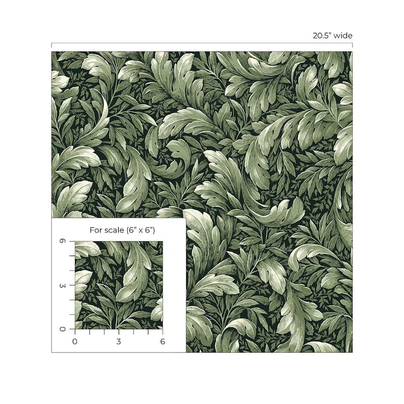 NextWall Acanthus Trail Peel and Stick Wallpaper