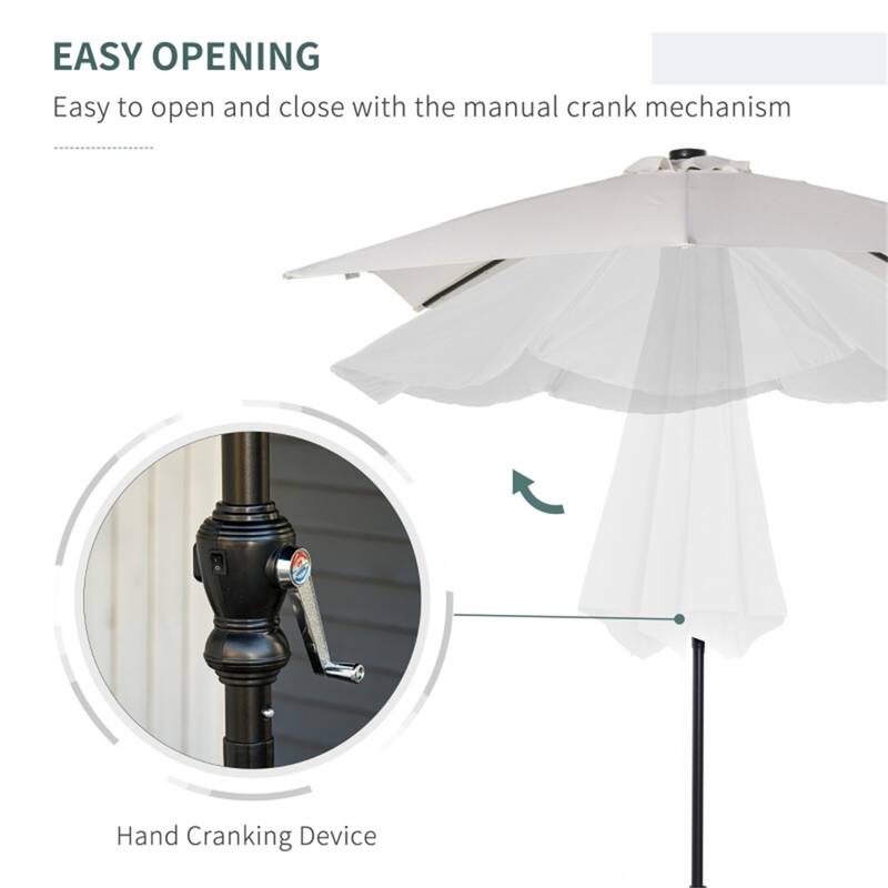 8.8ft Solar LED Patio Umbrella with Tilt and Crank System for Garden Deck Balcony or Backyard - 8.8' L x 6.7' W x 8.1' H