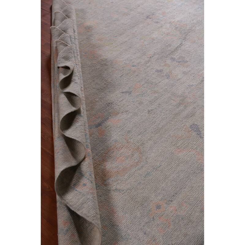 Hand Knotted Oriental 100% Wool Carpet Transitional All-Over Greys & Charcoal Oushak Area Rug - 9' 11'' X 8' 0''