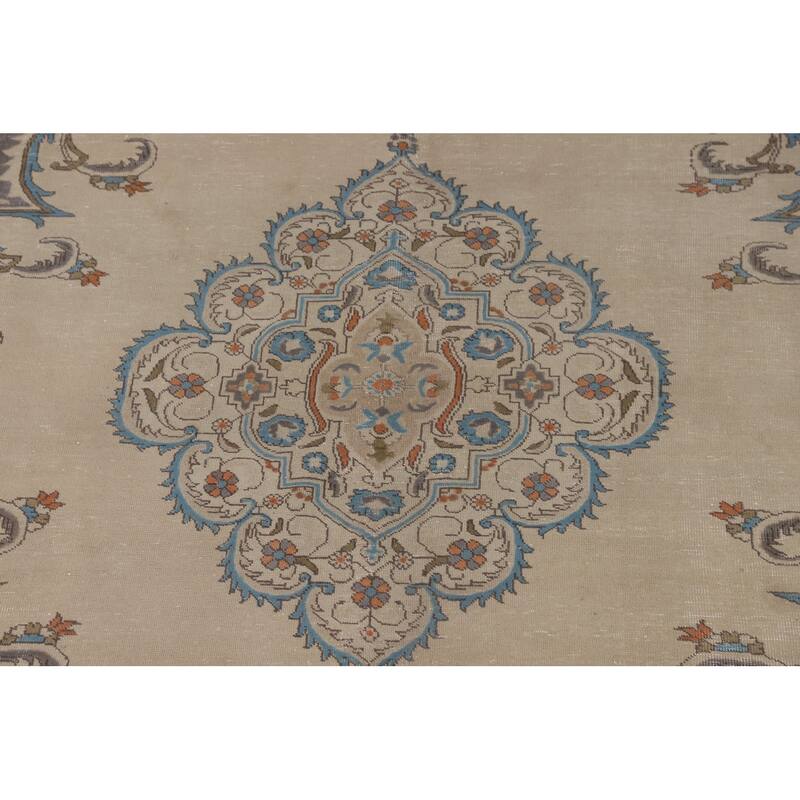 Tabriz Persian Vintage Area Rug Hand-Knotted Bedroom Wool Carpet - 10'0" x 12'8"