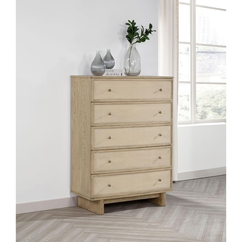 Kailani 5-drawer Bedroom Chest of Drawers Beige Oak - Beige Oak