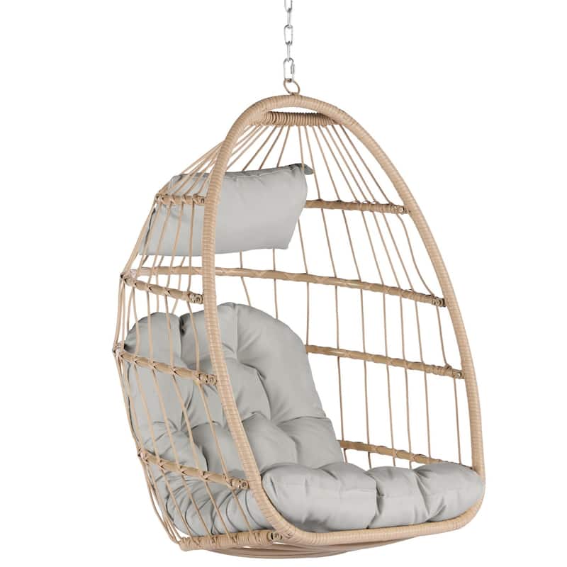 Outdoor Rattan Foldable Swing Hammock Egg Basket Chair Hanging Chair