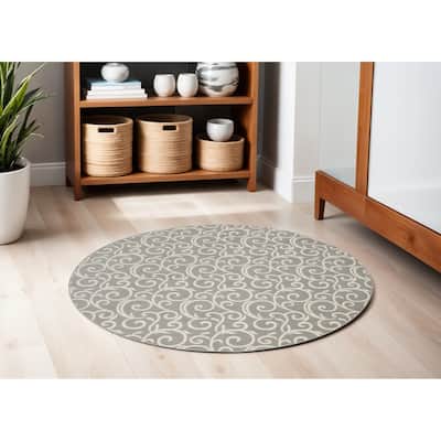 Lixo Power Loomed Geometric Floral Area Rug By HomeRoots - 63' X '63' X '0.5