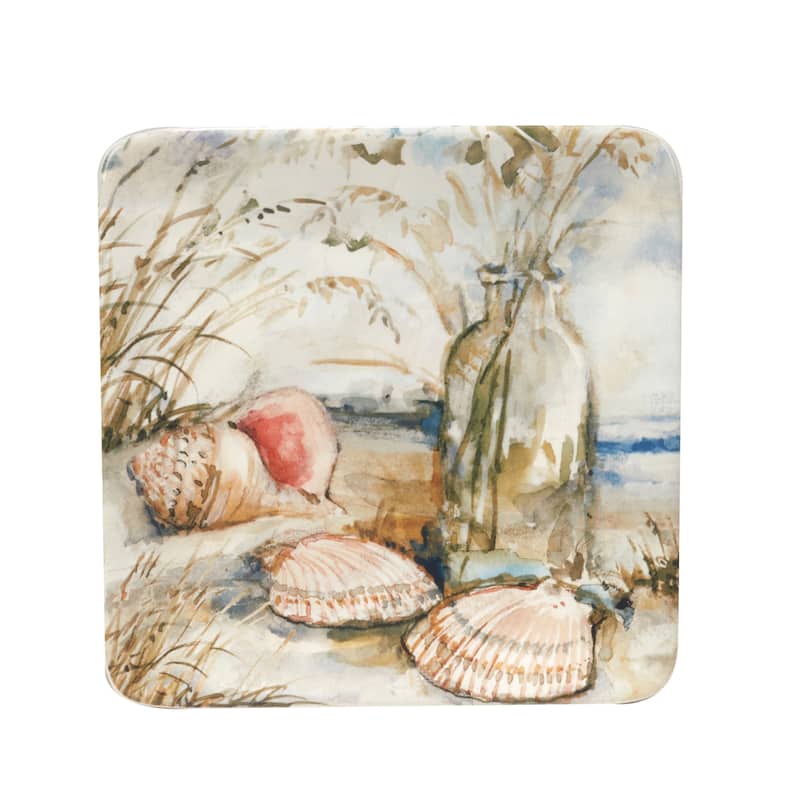 Certified International Coastal Landscape 6" Canape/Luncheon/Appetiser Plates, Set of 4 Assorted Designs - 10.75' x 11'