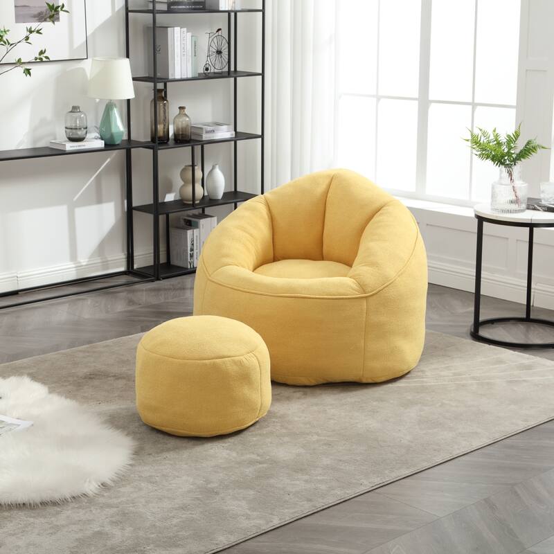 Roomfitters Bedding Bean Bag Sofa Chair - High Pressure Foam Bean Bag Chair for Adults with Padded Foam Padding and Footrest