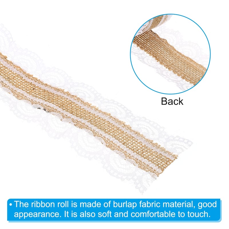 1" Wide Burlap Fabric Ribbon Jute Lace Crafts Roll Floral Sided