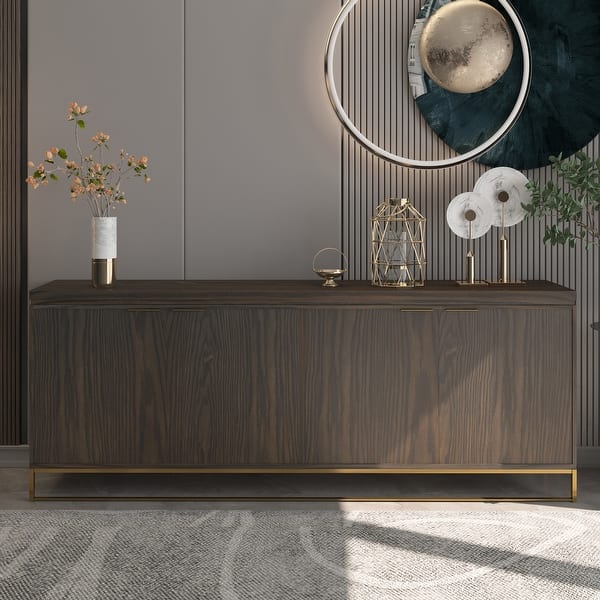 slide 2 of 14, Clihome Furniture Wood 4-Door Accent Cabinet