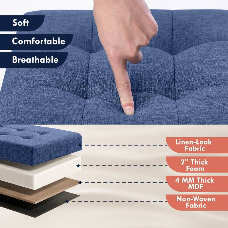 30 Inch Linen Foldable Bench Storage Ottoman