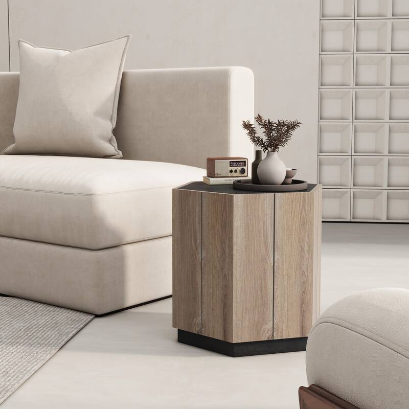 Rural Style Garden Retro Hexagonal Living Room Corner Table with Drawer