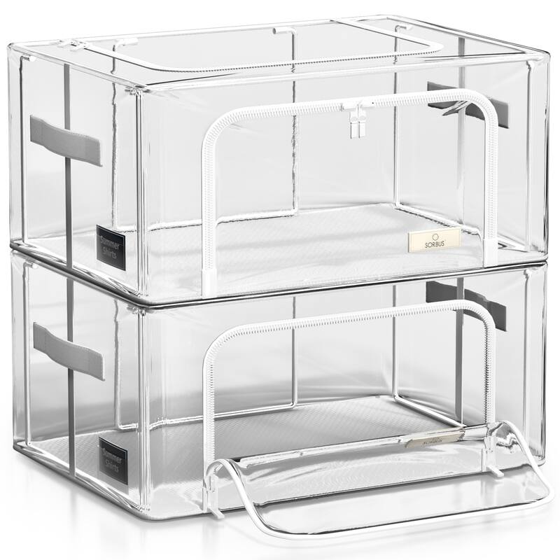 Sorbus Storage Bins with Metal Frame - Stackable & Foldable Clothes Organizer Bags with & Carry Handles Organization
