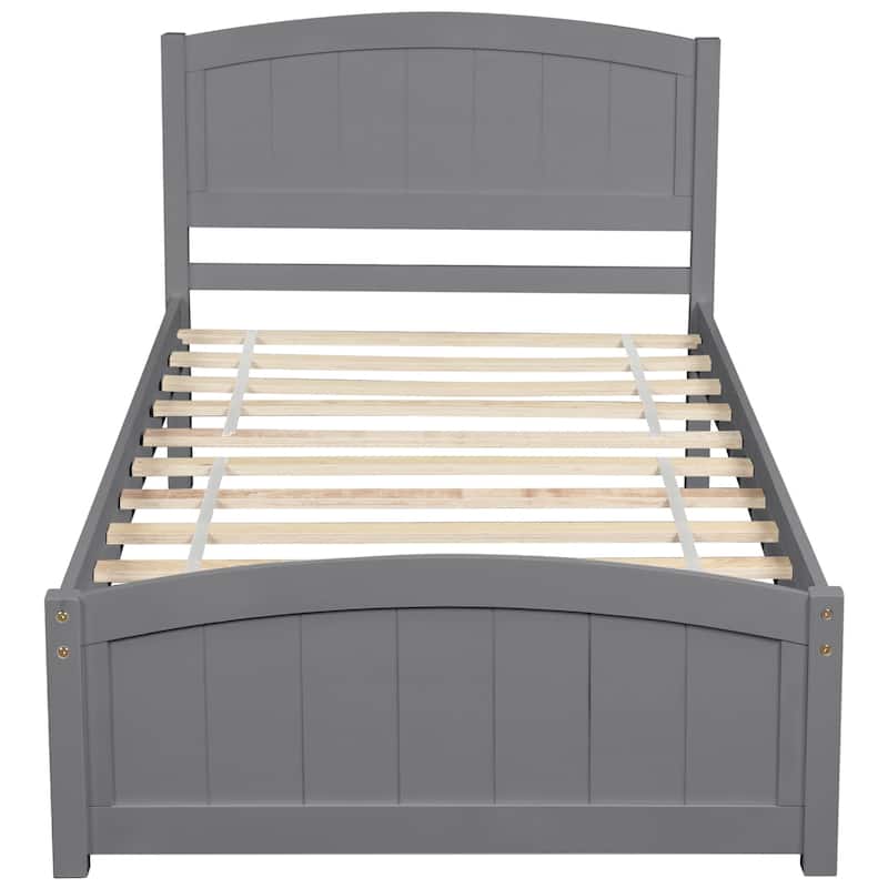 Elegant Twin Bed Frame - Sturdy Pine Wood Platform Bed with Slat Support