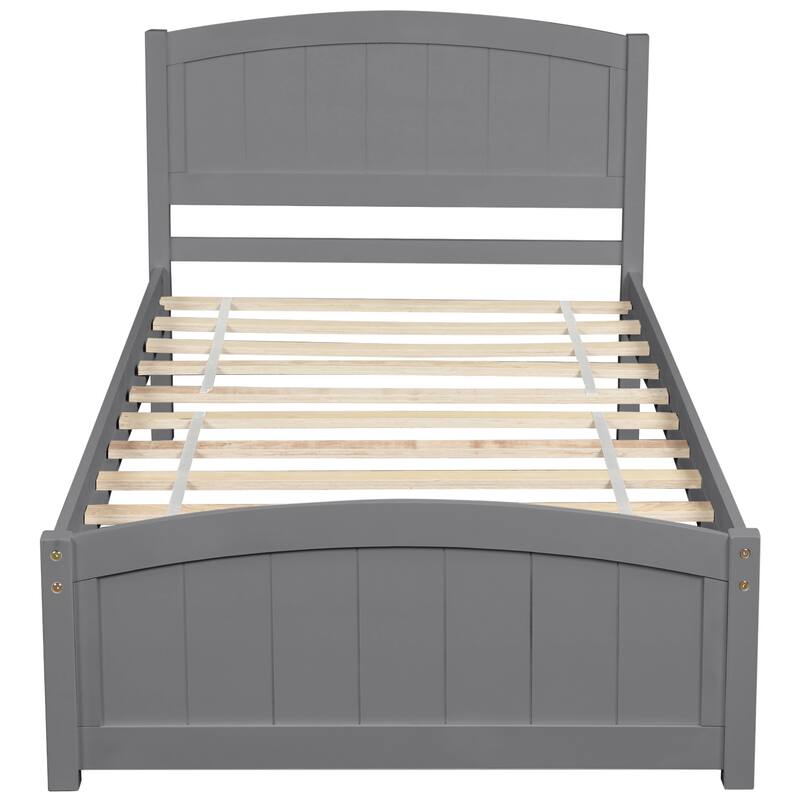 Wood Twin Size Platform Bed Solid Construction Twin Bed Frame