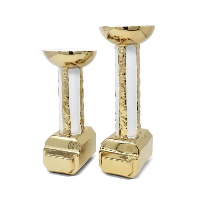 Gold And White Candle Holder Stand