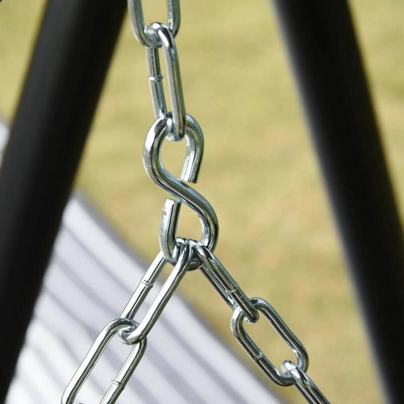 2-Seat Hanging Porch Swing, Slatted Design, Chains, 440 lbs Capacity