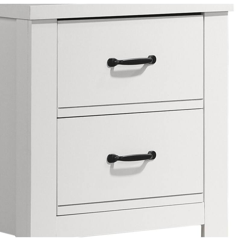 White Solid Wood Two-Drawer Nightstand Bedside Table Suitable for Room Living Room