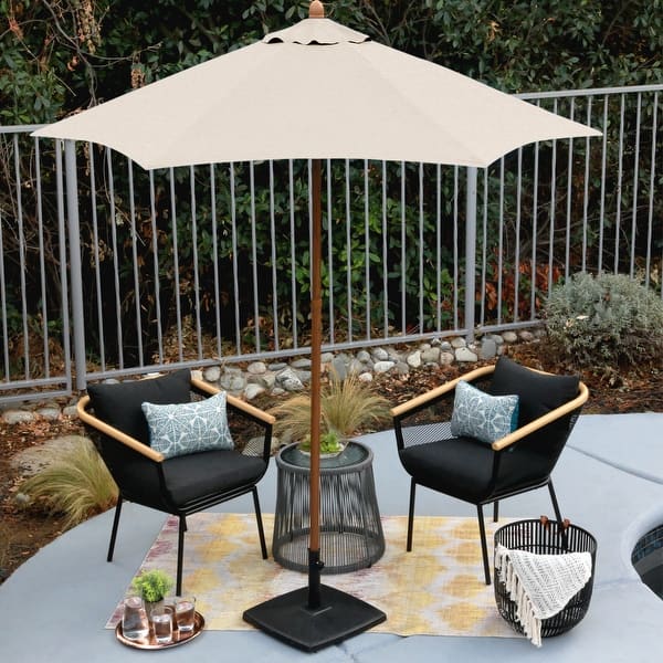 astella 7.5' market crank tilt spun polyester patio umbrella TheLAShop 6-Rib Outdoor Umbrella Lift The hexagonal shape allows it to provide maximum coverage Astella 7.5 ft. Aluminum Market