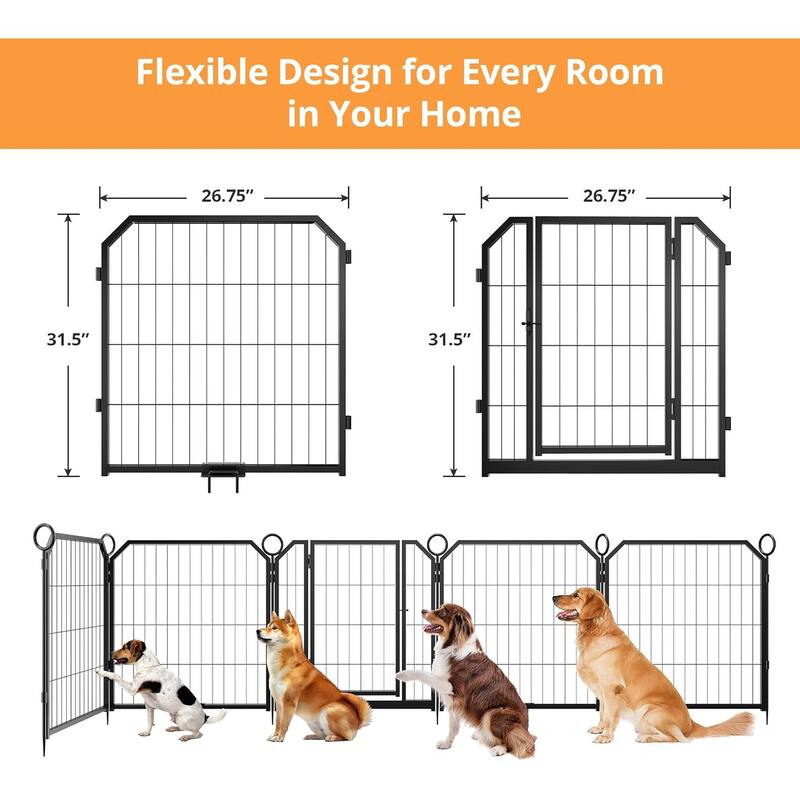 Portable Dog Playpen, Multi-Panels with Gate for Different Size Dogs