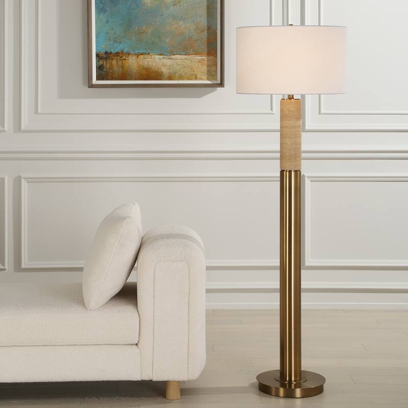 Uttermost Knox Travertine Floor Lamp - 66'' H X 20'' W X 20'' D