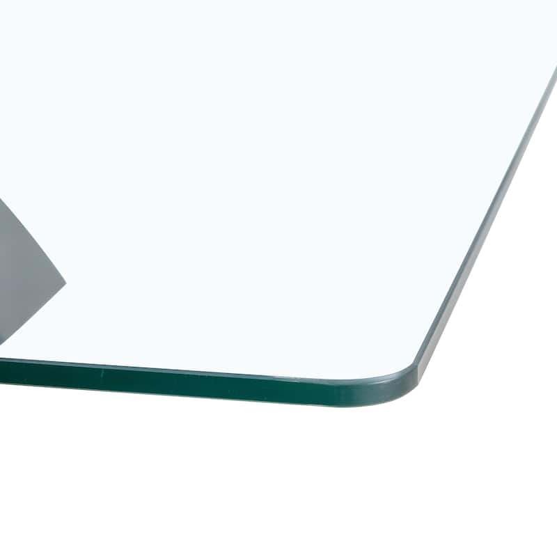 Large modern minimalist rectangular glass dining table,suitable for 6-8 people,equipped with 0.39 "tempered glass tabletop