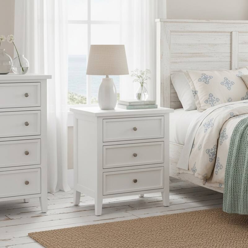 Luca 3-drawer Nightstand, Bedroom Furniture - White