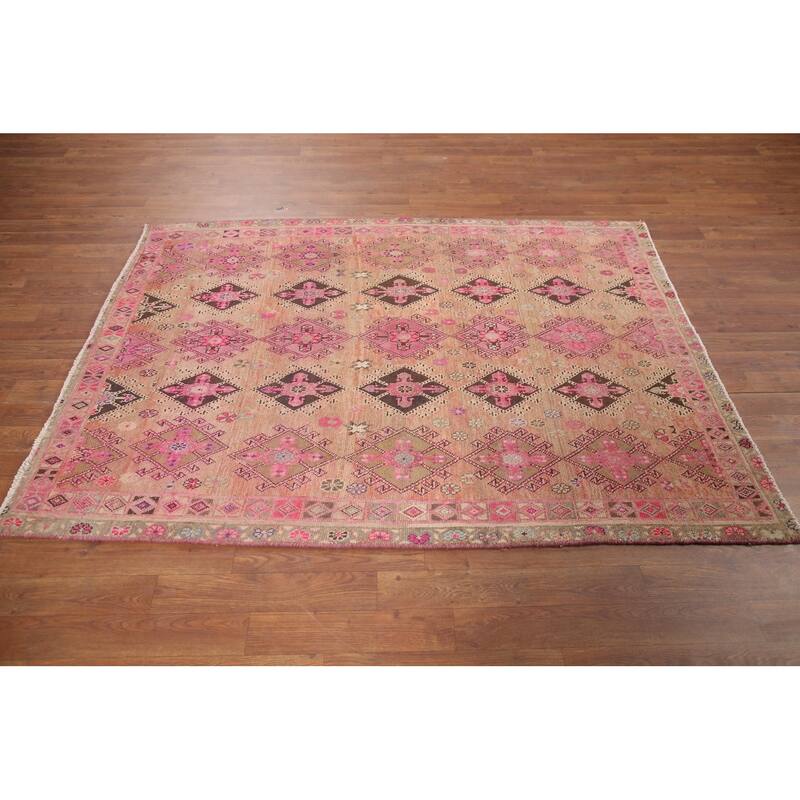 Hand Knotted Oriental 100% Wool Carpet Traditional All-Over Oranges & Rust Sirjan Area Rug - 5' 10'' X 4' 3''