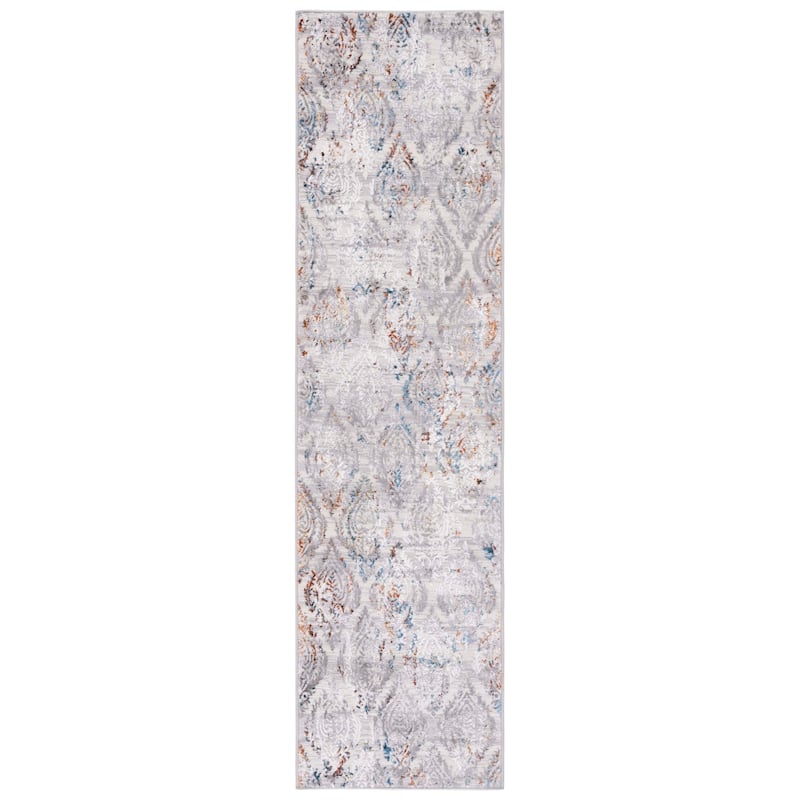 SAFAVIEH Amelia Agaath Modern Abstract Rug - 2' x 8' Runner - Grey/Blue Gold