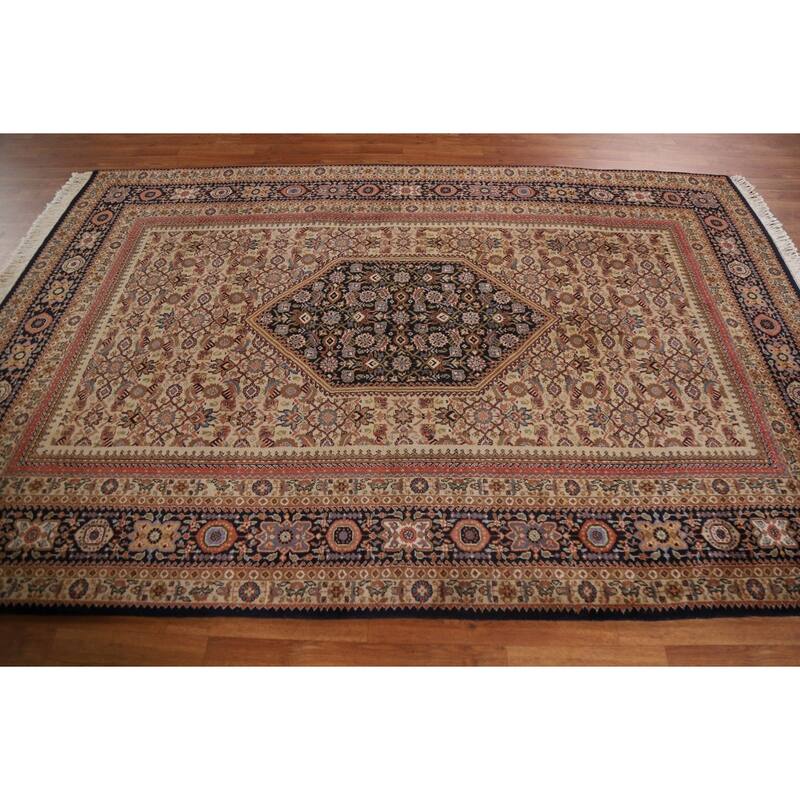 Hand Knotted Oriental 100% Wool Carpet Traditional Medallion Beige & Ivories Bidjar Area Rug - 9' 0'' X 5' 11''