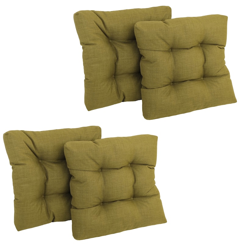 19-inch Square Tufted Indoor/Outdoor Chair Cushions (Set of 4) - 19" x 19" - Avocado