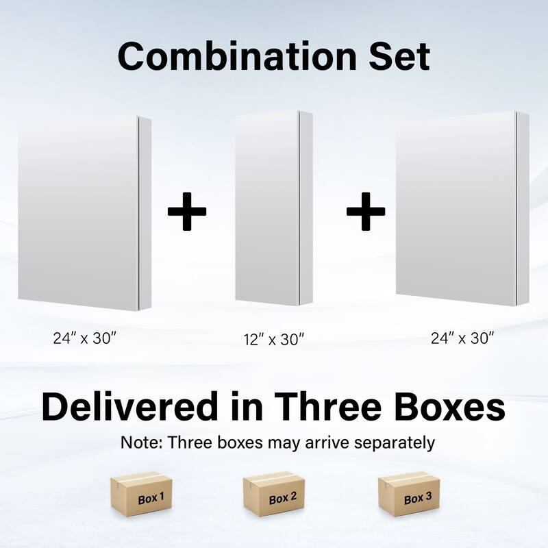 60"W X 30'H Bathroom Recessed or Surface Wall Mount Medicine Cabinet With Adjustable Glass Shelves