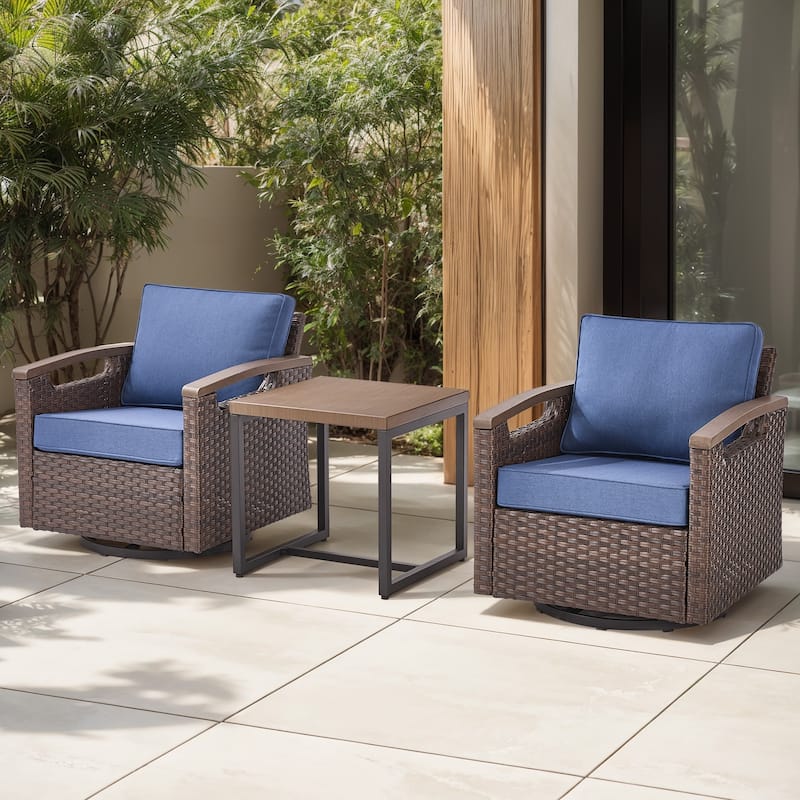 Gymojoy Patio Swivel Rocker Patio Chairs of 2 with Water-Resistant Olefin Cushions and Side Table