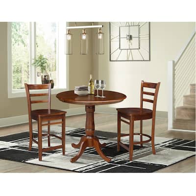 36" Round Extension Dining Table with 2 Stools - 3 Piece Set