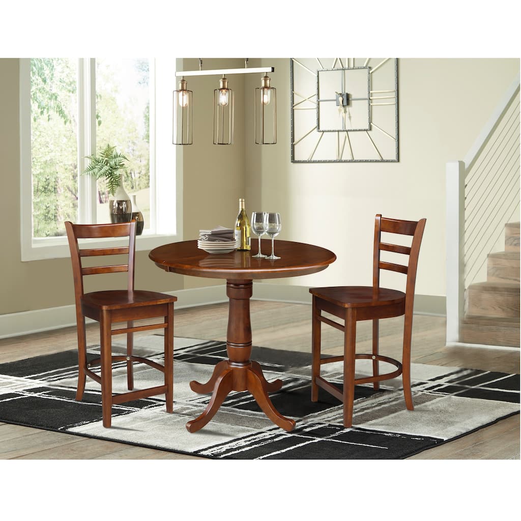 36" Round Extension Dining Table with 2 Stools - 3 Piece Set
