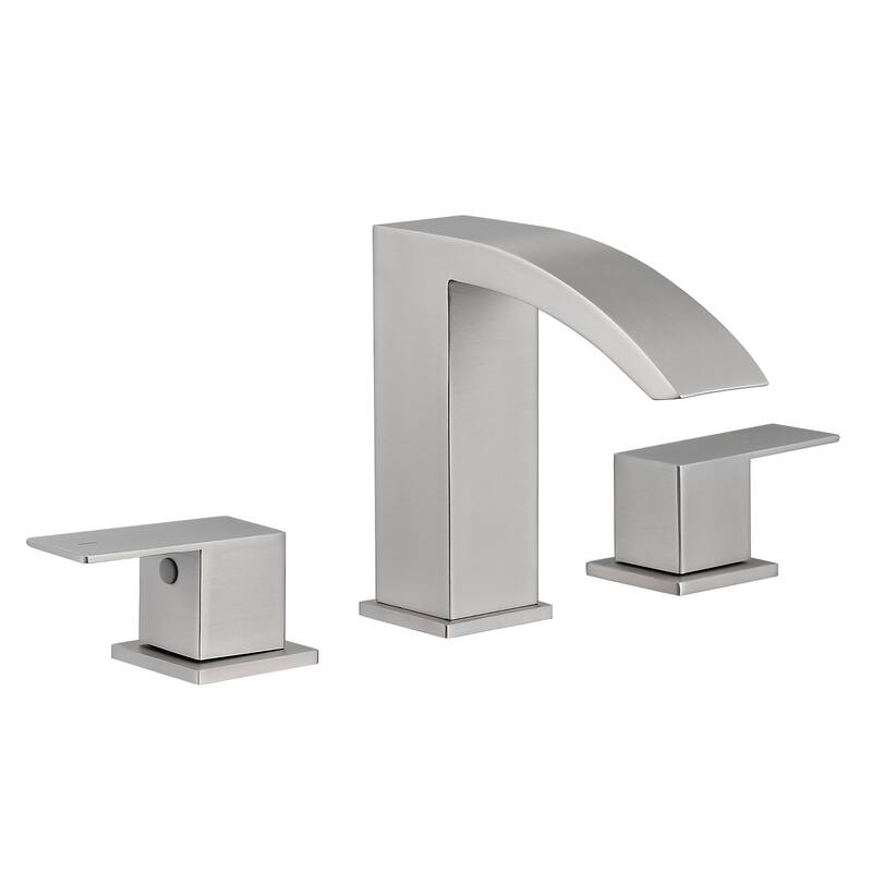 Bathroom Stainless Steel Faucets for Sink 3 Hole 8 inch Widespread Bathroom Sink Faucet Double Lever Handle Faucet with Hose - Brushed Nickel