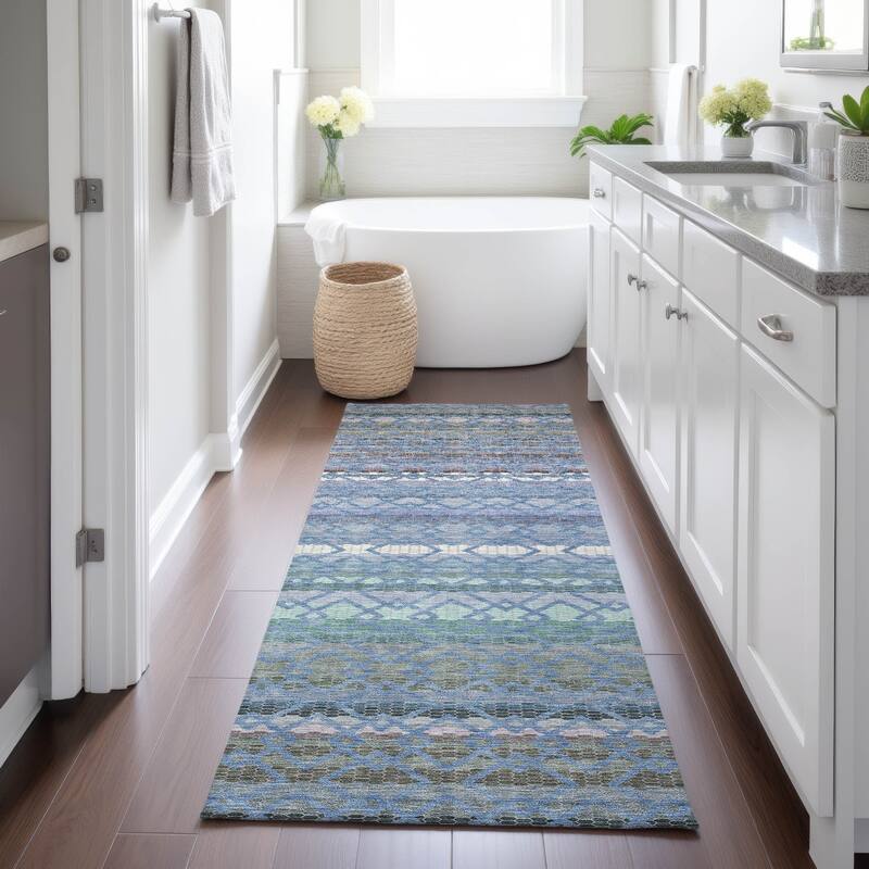 Machine Washable Indoor/ Outdoor Cabo Stripe Chantille Rug